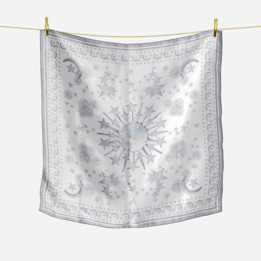 Moonstone and Stars White Scarf