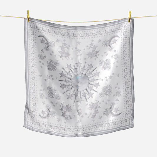 Moonstone and Stars White Scarf