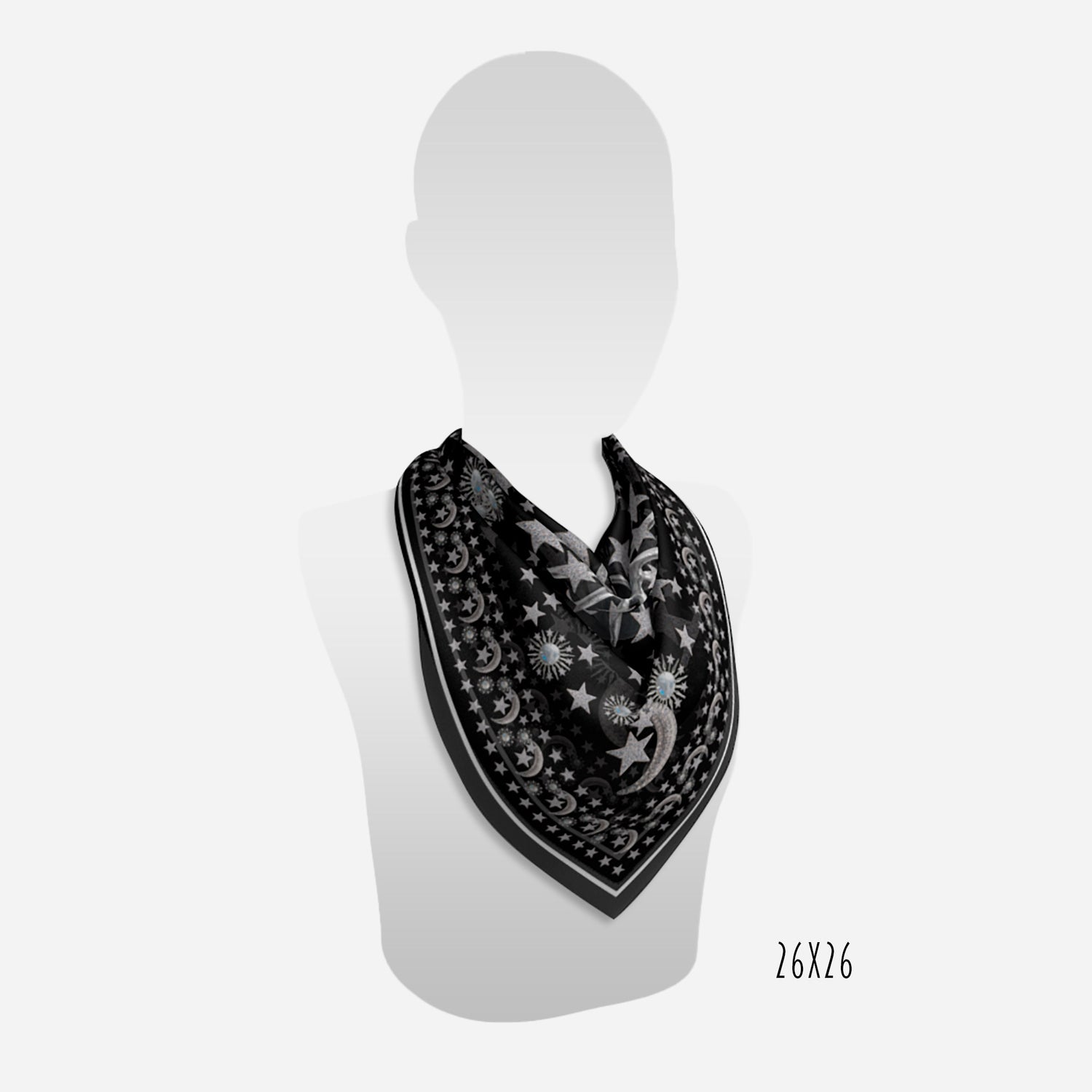 Moonstone and Stars Black Scarf – almade.co